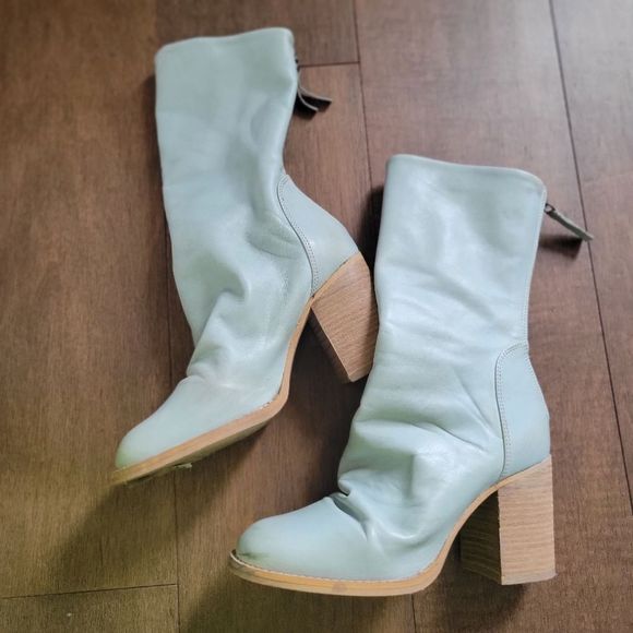 Free People Elle Block Heel Boots Slouchy Leather Grunge - Picture 7 of 7